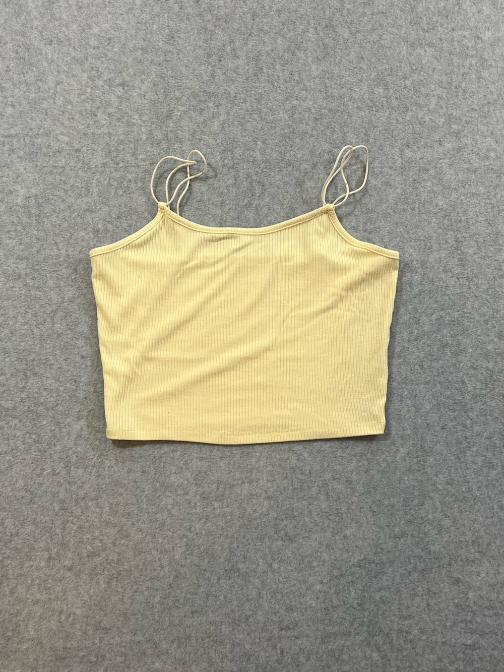 Heart & Hips Light Yellow Ribbed Spaghetti Straps Cropped Tank Top Size S